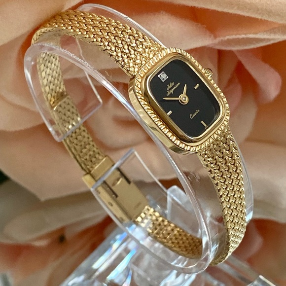 Vintage Jules Jurgensen Diamond Accented Black Dial Dainty Cocktail Watch & Box - Picture 2 of 16